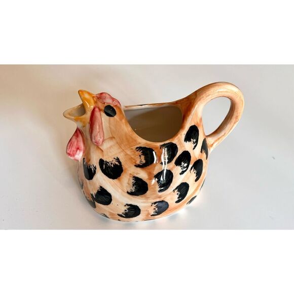 Alexander Ceramics Hand Painted Rooster Coffee Creamer Sugar Bowl Kitchen Decor - Picture 1 of 9